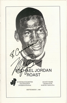 1986 Michael Jordan Rookie Era Signed Juvenile Diabetes Michael Jordan Roast Program, Ticket and Type I Photo From Event on September 7, 1986 (JSA)